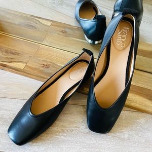 New Franco Sarto Ailee black leather ballet flats